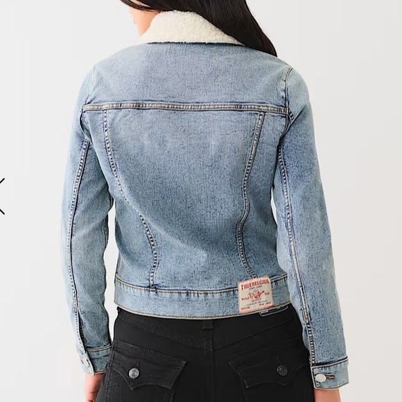 True Religion Sherpa Collar Trucker Denim Jacket Sz.L - Picture 5 of 13